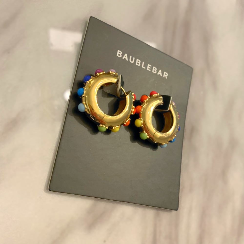 NWT Baublebar Rainbow Hoops